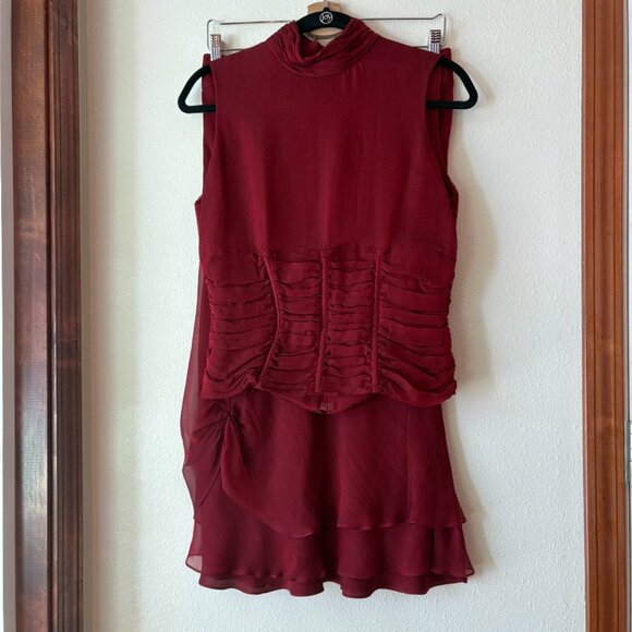 EUC 100% Silk Carmen Marc Valvo Red Sleeveless Top Corset - Like Detail Size 8 - Picture 10 of 11